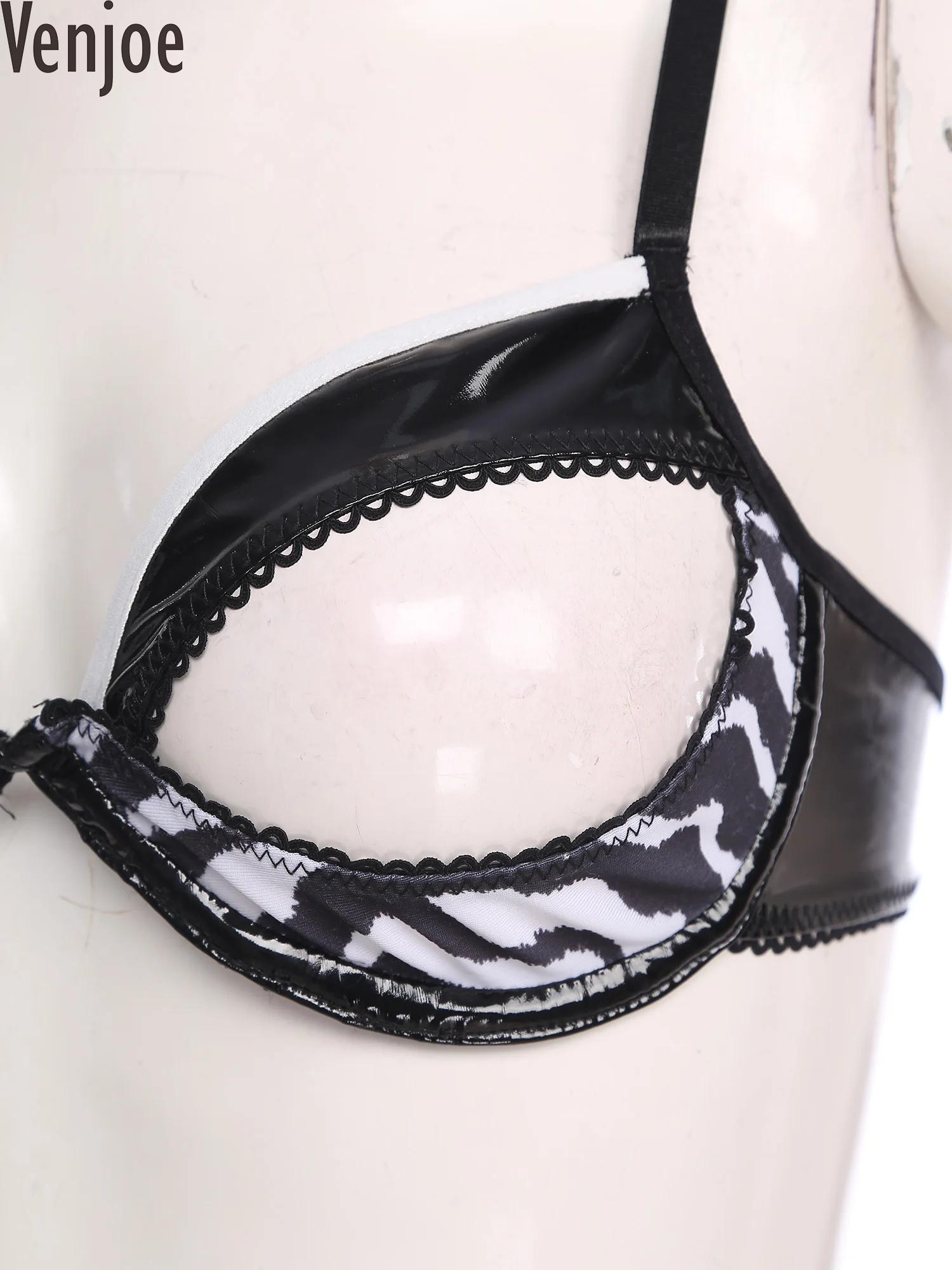 Demi Bra Balconette - Womens Hollow Out Cup Bra Shiny