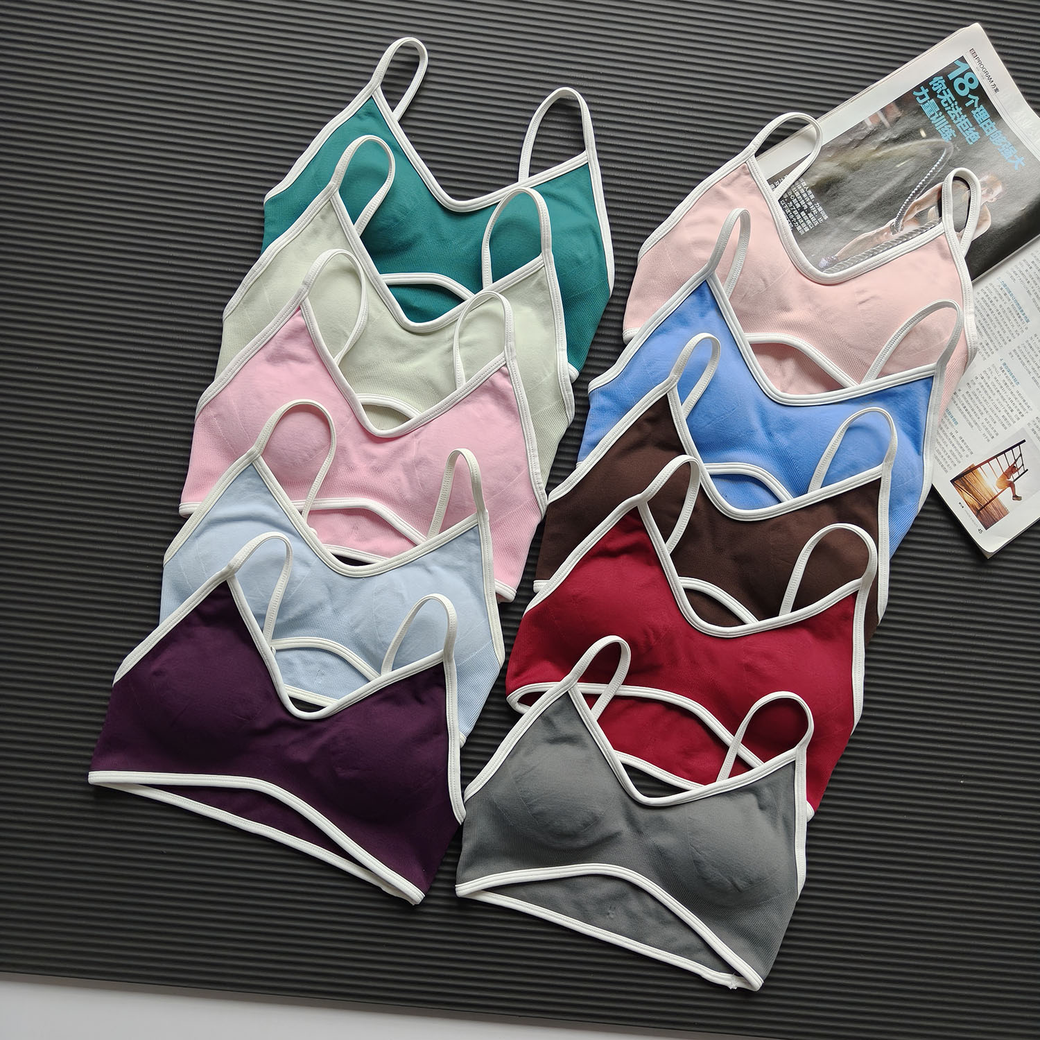 Sports Bra Racerback - Contrast Color Women's Seamless Yoga Sports