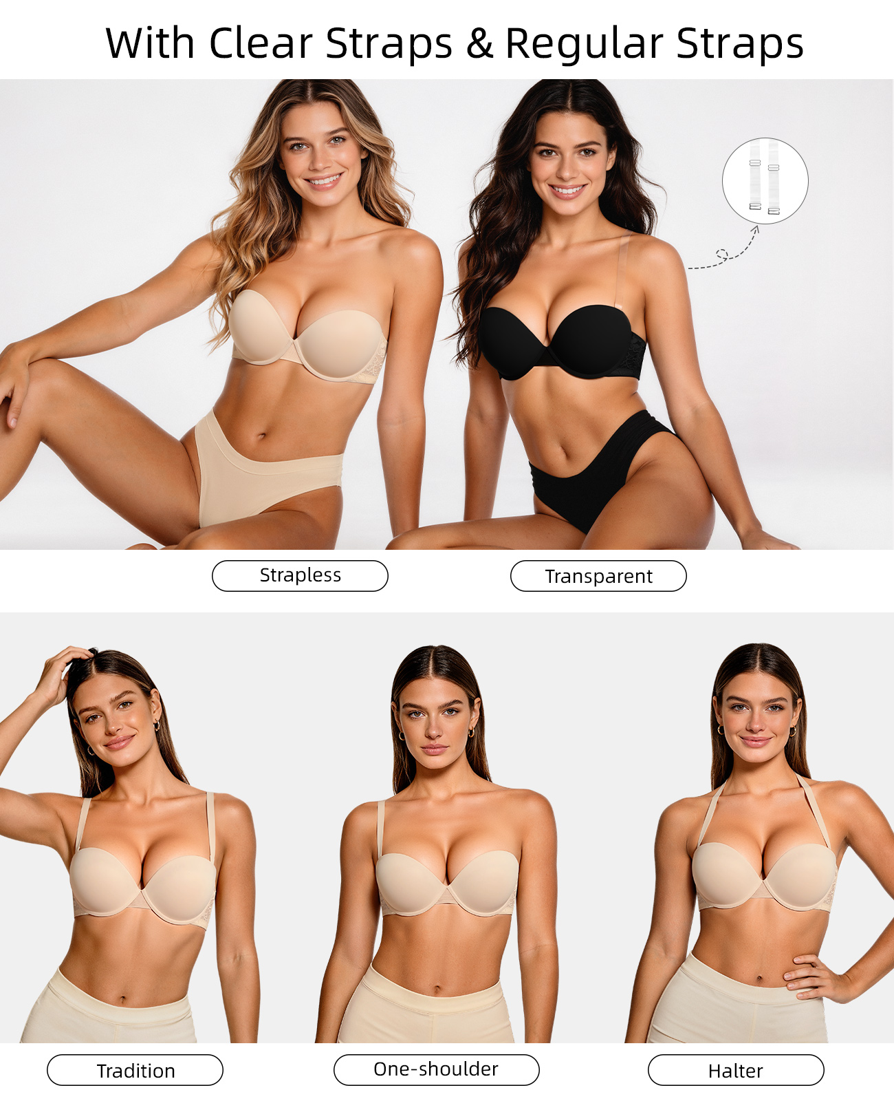 New Push Up Bra Women Lace Pad - مراجعة Convertible Bra Multiway وسعره