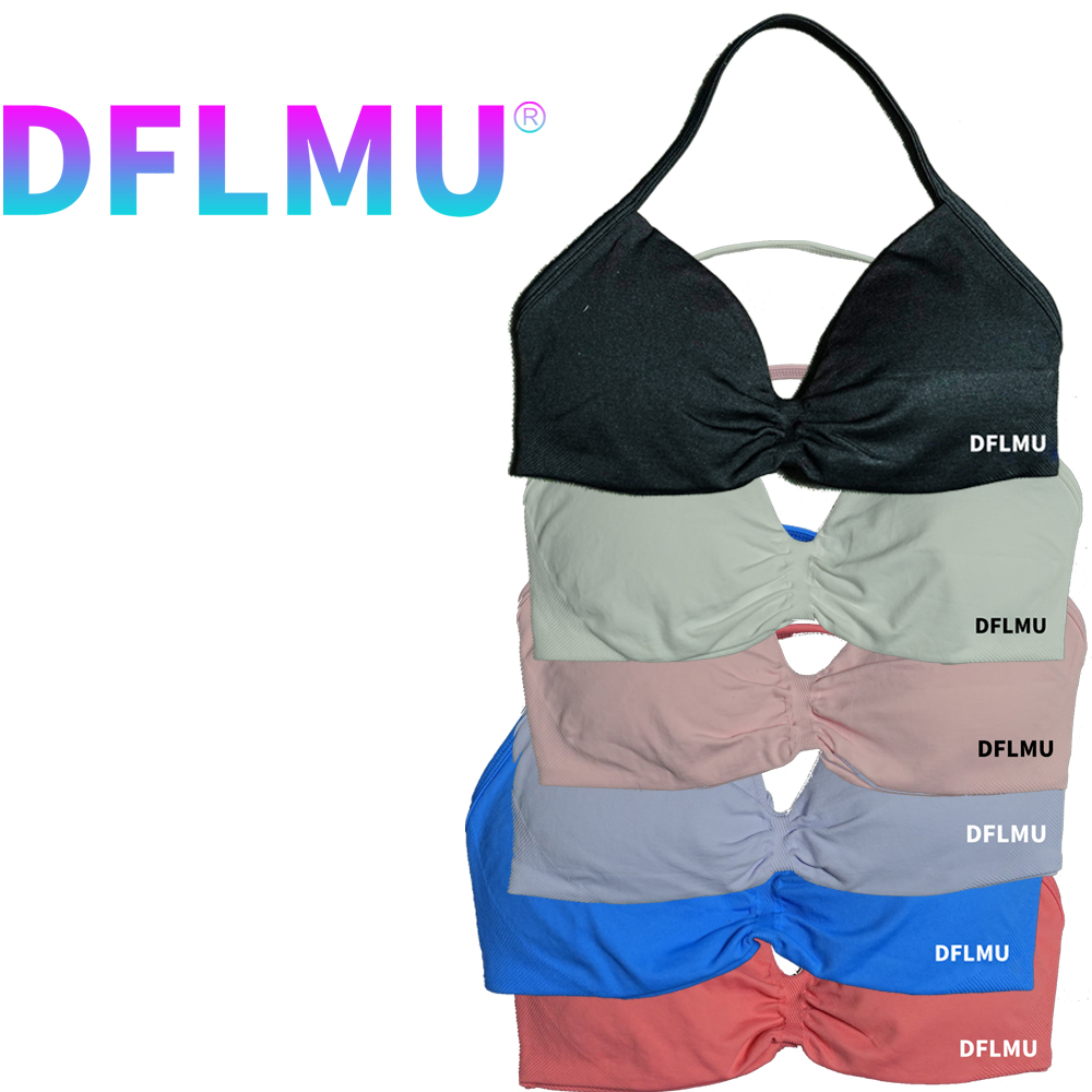 DFLMU Women Halter Sports Bra  - مراجعة Plunge Bra Push Up وسعره