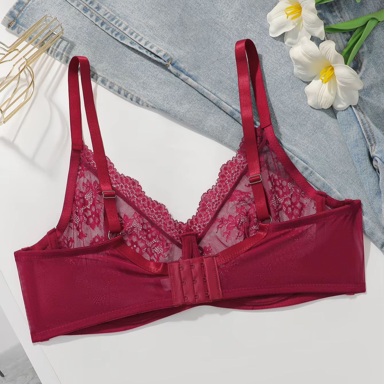 Women Plus Size Red Lace Sheer - مراجعة Sheer Mesh Bra وسعره