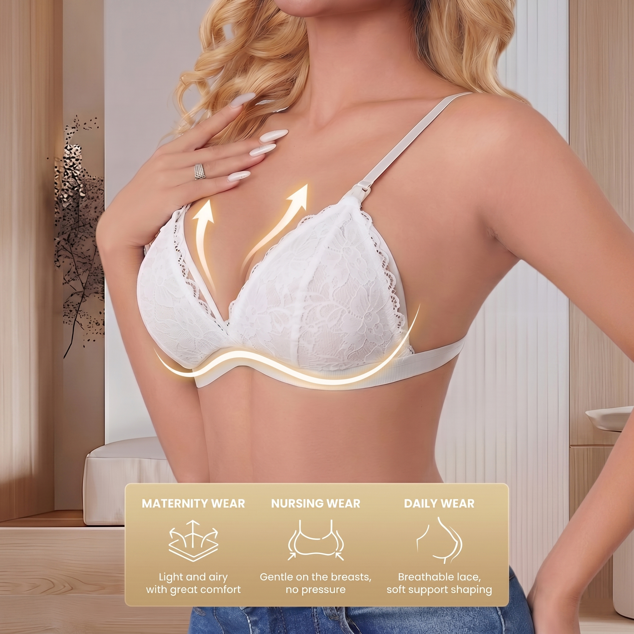 Women's White Lace Maternity N - مراجعة Nursing Bra Clip وسعره