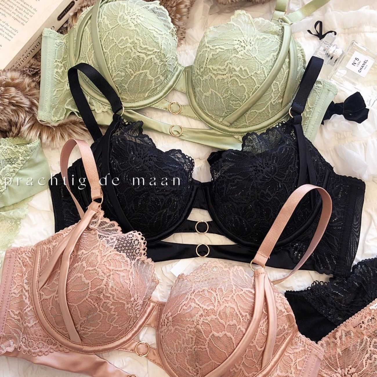 Sexy Hollow Lace Bra Set Large - مراجعة Cotton Bra Everyday وسعره