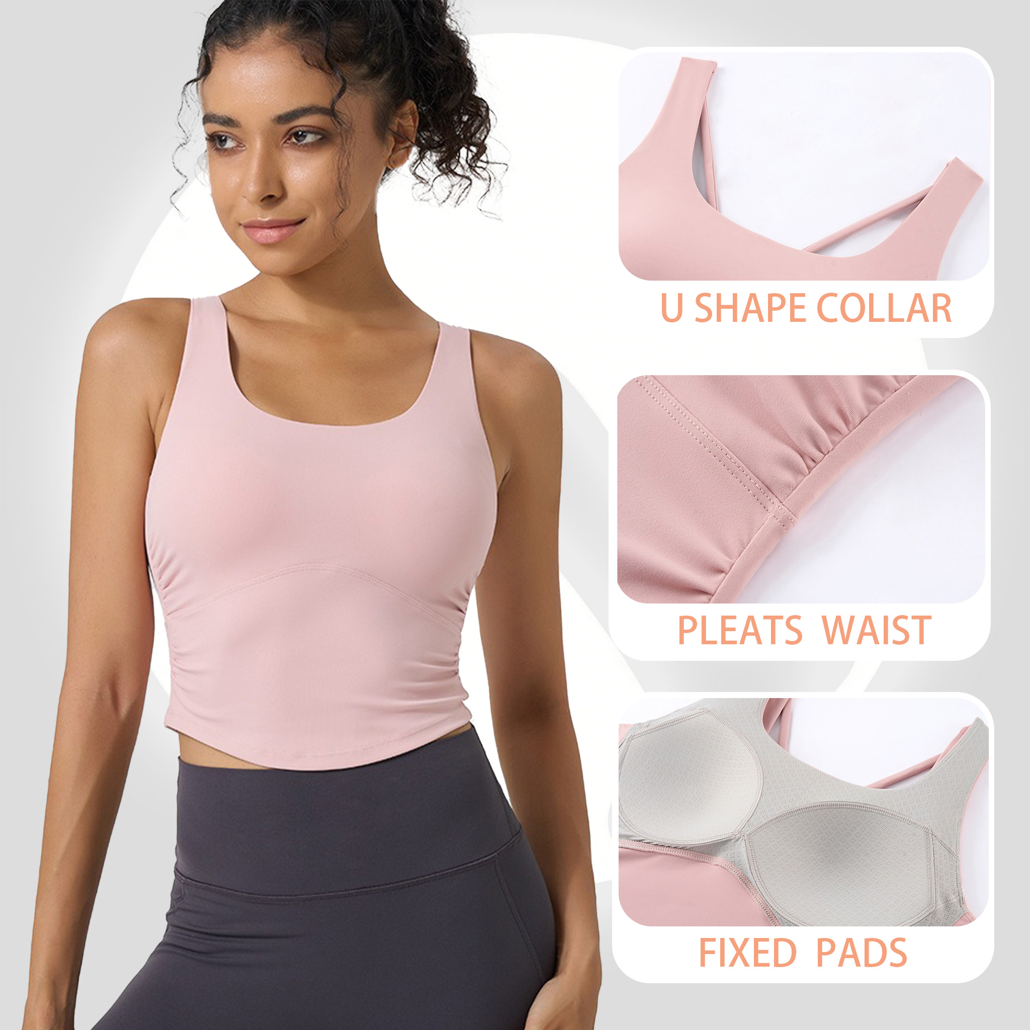 Women's Fixed Cup Yoga Sports  - مراجعة Sports Bra Racerback وسعره