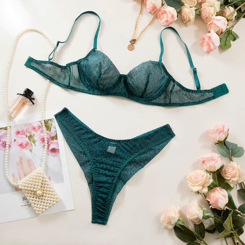 2pcs/Set Woman Lingerie Gather - مراجعة Sheer Mesh Bra وسعره