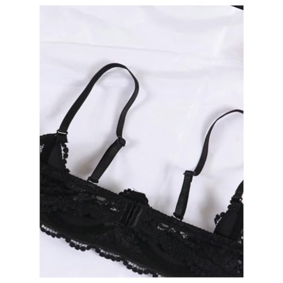 OYOANGLE Women's 1/4 Cup Lace  - مراجعة Demi Bra Balconette وسعره