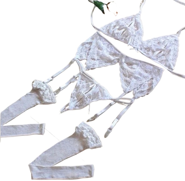 Lace Women Lingerie Set 4 Pcs  - مراجعة Sheer Mesh Bra وسعره