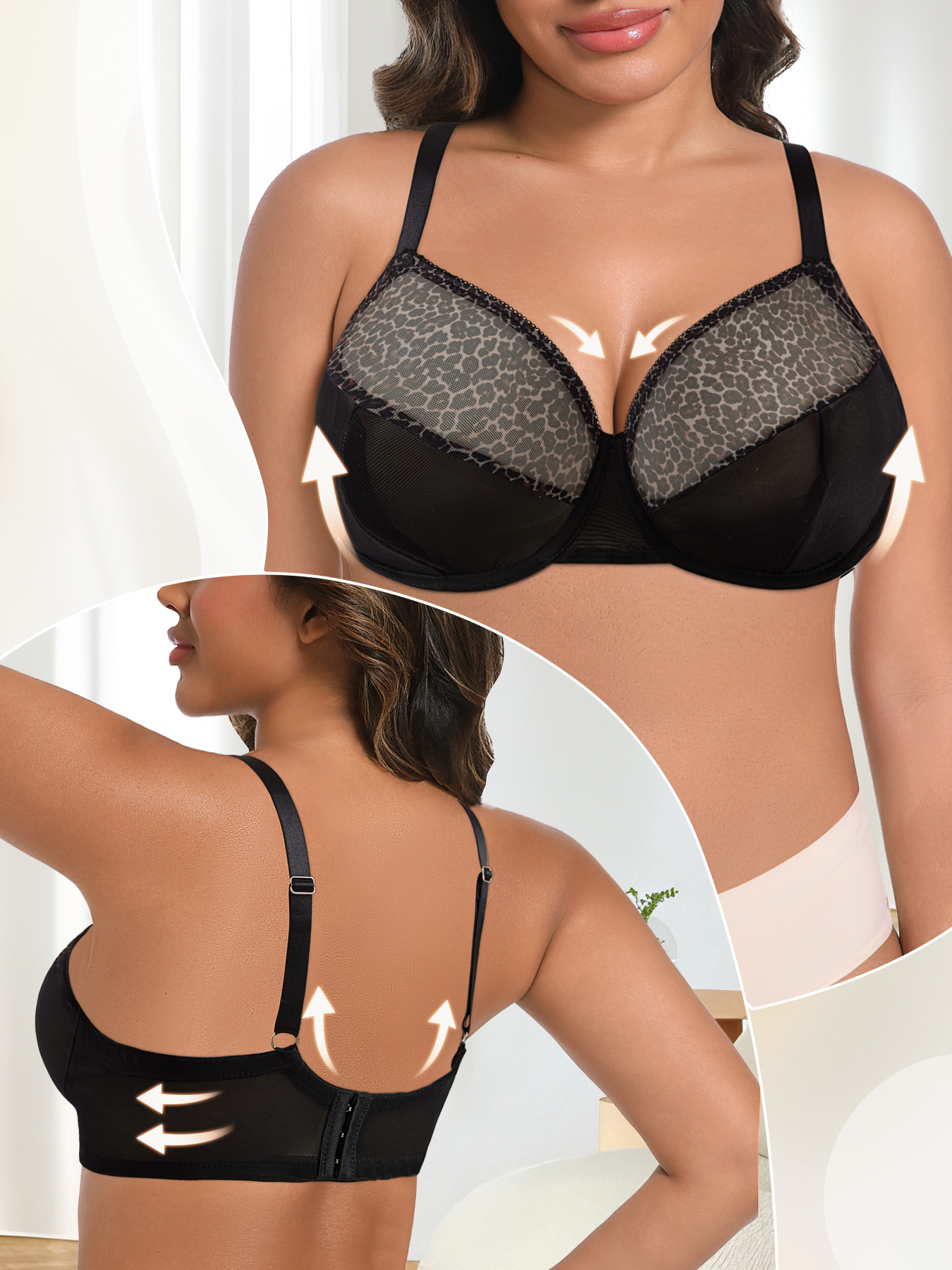 Plus Size Sexy Leopard Print & - مراجعة Sheer Bra Lace وسعره