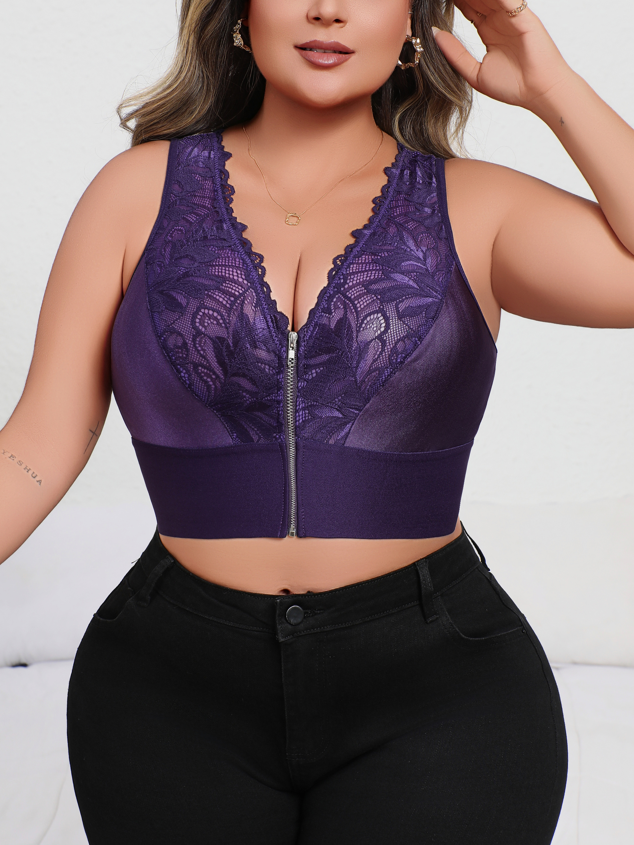 New Arrival Plus Size Sexy Pur - مراجعة Plunge Bra Push Up وسعره
