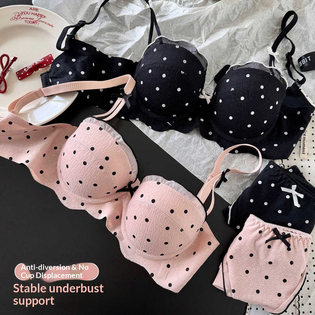 Lace Polka Dot Bra Two-Piece S - مراجعة Cotton Bra Everyday وسعره